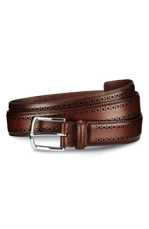 アレン エドモンズ メンズ アクセサリー ベルト Tシャツ ブローグ レザー Allen Edmonds Manistee Brogued Leather Belt Dk Chili Burnishe