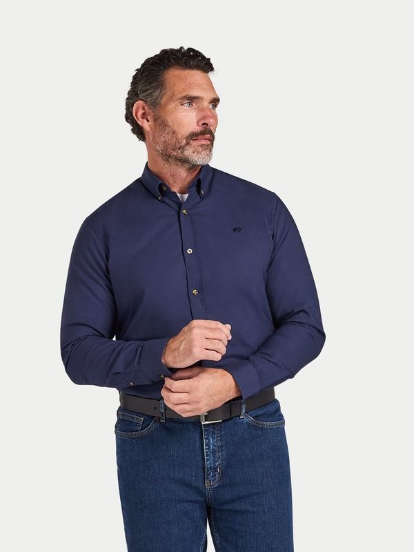 ライジングブル メンズ トップス シャツ オックスフォード Raging Bullong Sleeve Oxford Shirt Navy ネイビー