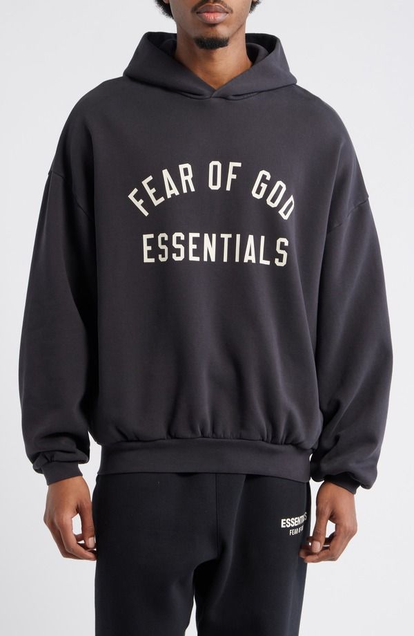フィアオブゴッド メンズ アウター パーカー・スウェット コットン ロゴ Fear of God Essentials 90s Fit Cotton Logo Hoodie Vintage Black