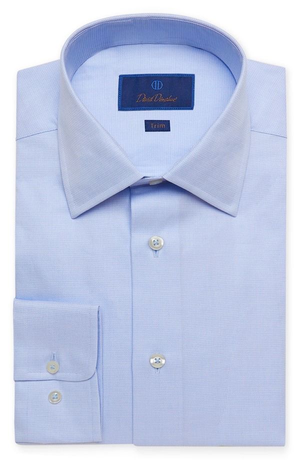 デイビッドドナヒュー メンズ トップス シャツ Davidonahue Trim Fit Solidresshirt Sky