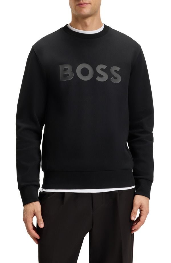 ボス メンズ アウター パーカー・スウェット クルーネック シャツ ロゴ BOSSalbo Tonalogo Crewneck Sweatshirt Black ブラック