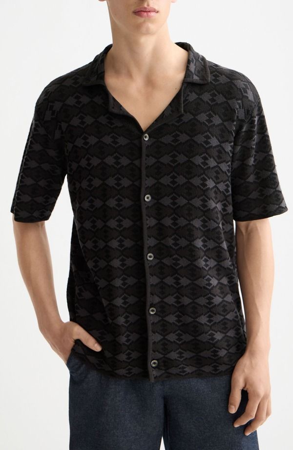 スコッチアンドソーダ メンズ トップス シャツ ニット Scotch Sodargyle Knit Camp Shirt Mini Diamond