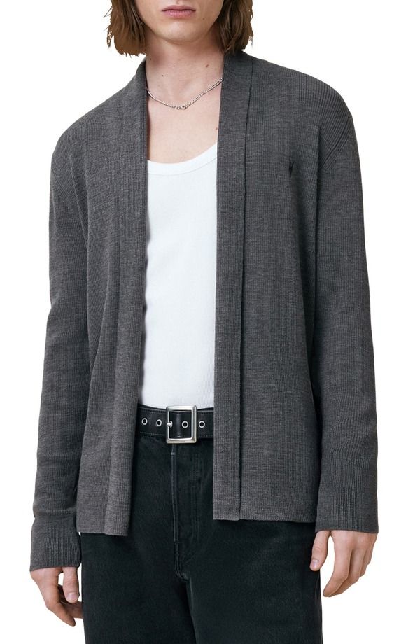 オールセインツ メンズ アウター パーカー・スウェット ウール カーディガン AllSaints Mode Merino Wool Shawl Collar Cardigan Monument Gre