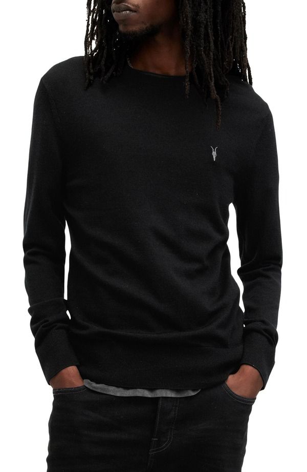 オールセインツ メンズ アウター パーカー・スウェット クルーネック ウール セーター AllSaints Mode Merino Wool Crewneck Sweater Black ブラック