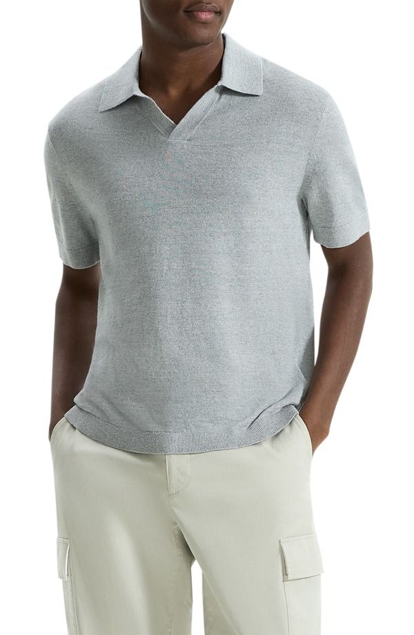 セオリー メンズ トップス ポロシャツ リネン Theory Brenan Linen Blend Polo Grey Heather B21 グレー