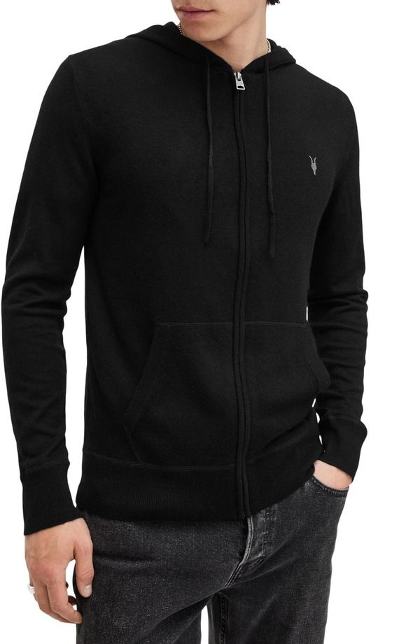 オールセインツ メンズ アウター パーカー・スウェット ウール AllSaints Mode Merino Wool Hoodie Black ブラック