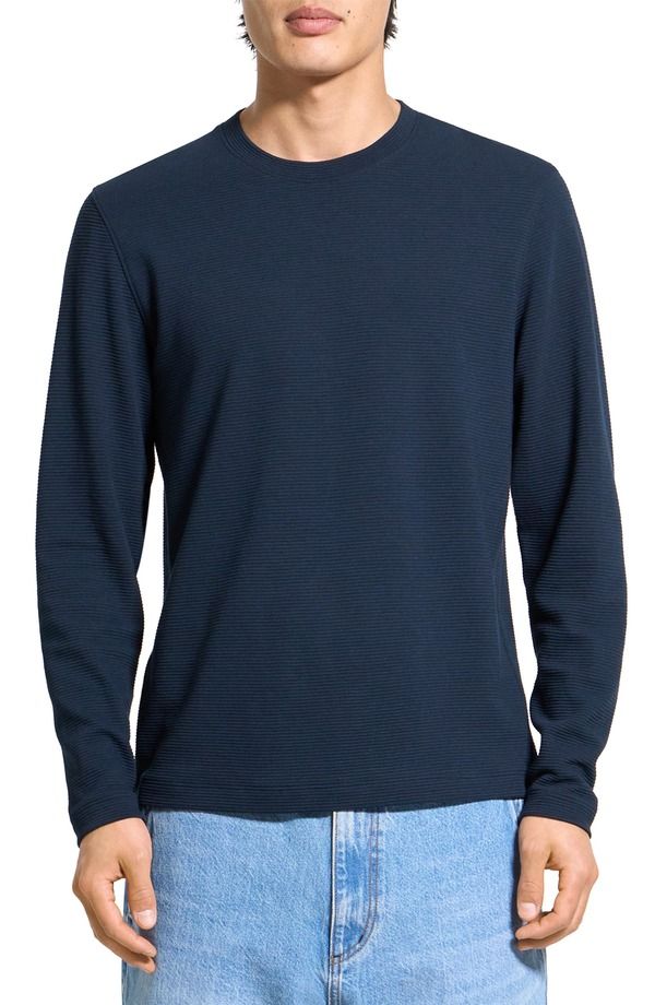 セオリー メンズ トップス Tシャツ Theory Delroy Textured Long Sleeve TShirt Baltic