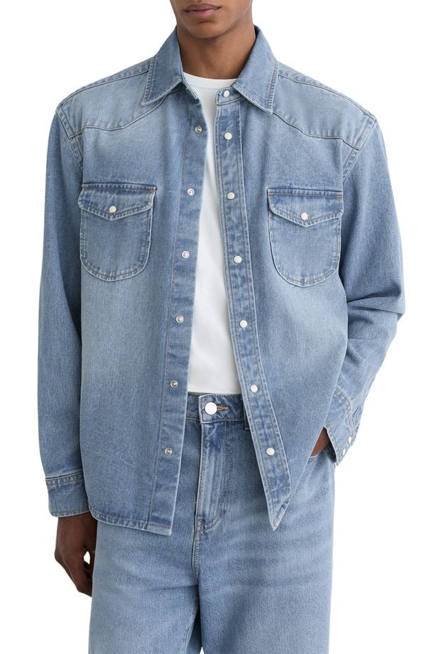 レイス メンズ トップス シャツ Reiss Finley SnapUp Western Shirt Washed Blue ブルー