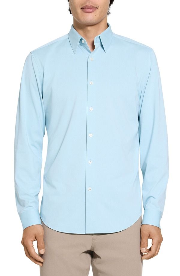 セオリー メンズ トップス シャツ ニット Theory SylvainD Structure Knit ButtonUp Shirt Light Ocean Air