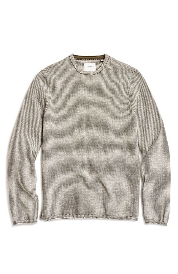 ビリーレイド メンズ アウター パーカー・スウェット クルーネック セーター Billy Reid Tuck Stripe Crewneck Sweater Moss Green グリーン