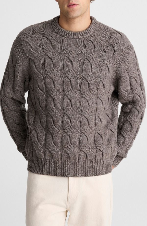 メイドウェル メンズ アウター パーカー・スウェット クルーネック ウール セーター ニット Madewell Crewneck Cable Knit Wool Blend Sweater Heath