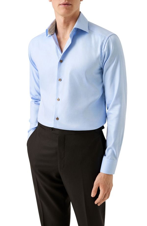 エトン メンズ トップス シャツ スリムフィット Eton Slim Fitexturedresshirt Light Blue ブルー