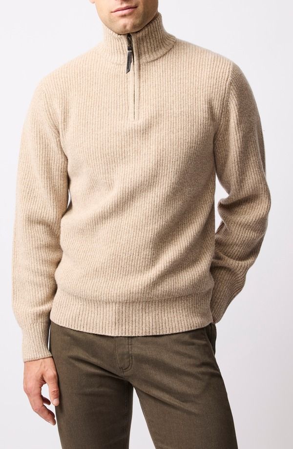 ロッドアンドグン メンズ アウター パーカー・スウェット ハーフジップ セーター Rodd Gunn Robbies Road Quarter Zip Sweater Flax