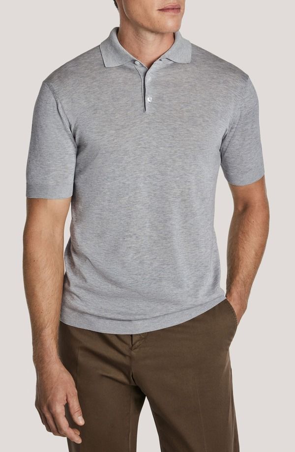 ジャックビクター メンズ トップス ポロシャツ シルク コットン Jack Victor Tupper Organicotton Silk Polo Light Grey グレー