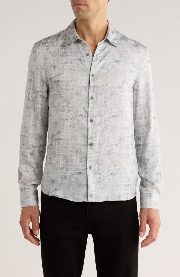 ジョンバルベイトス メンズ トップス シャツ プリント John Varvatos Luca Digital Print ButtonUp Shirt Smoked Pearl Grey パール