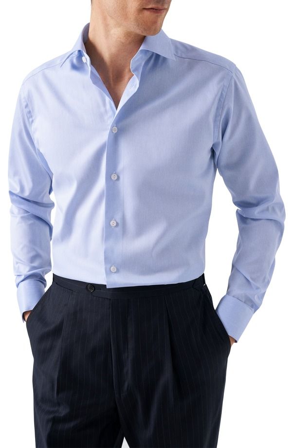 エトン メンズ トップス シャツ Eton Contemporary Fitwill Dresshirt Light Pastel Blue ブルー