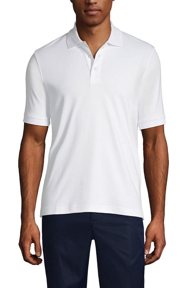 ランズエンド メンズ トップス ポロシャツ Lands End School Uniform Long Sleeve Interlock Polo Shirt White ホワイト