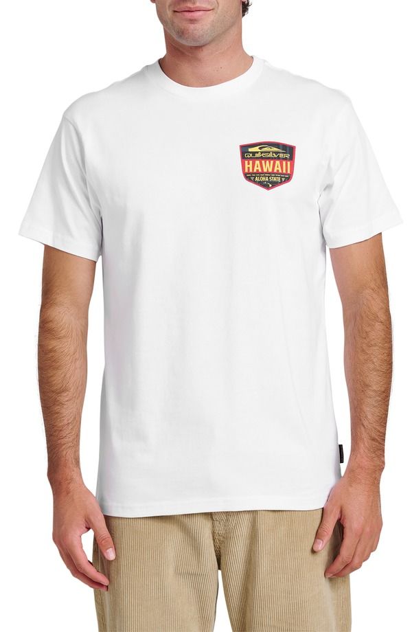 クイックシルバー メンズ トップス Tシャツ コットン グラフィック Quiksilver HI Shield Cotton Graphic TShirt White ホワイト