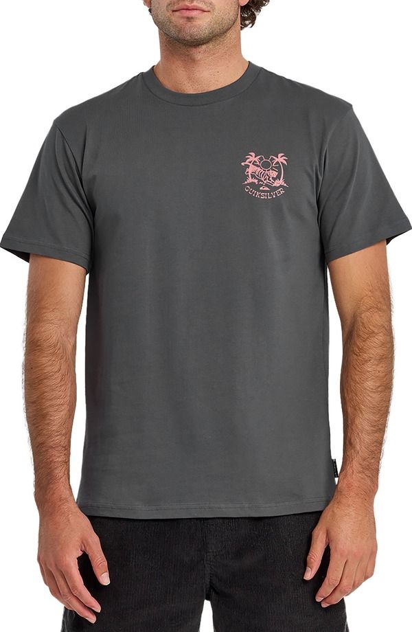 クイックシルバー メンズ トップス Tシャツ コットン グラフィック Quiksilver In the Wild Cotton Graphic TShirt Iron Gate