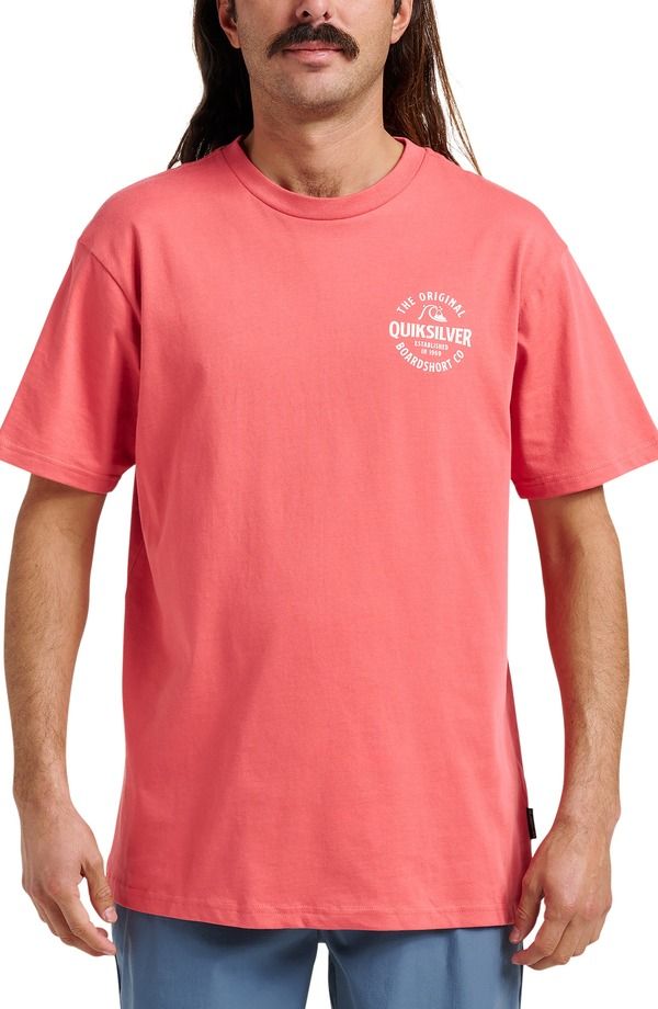 クイックシルバー メンズ トップス Tシャツ コットン グラフィック Quiksilver Locked Up Cotton Blend Graphic TShirt Mineral Red レッド
