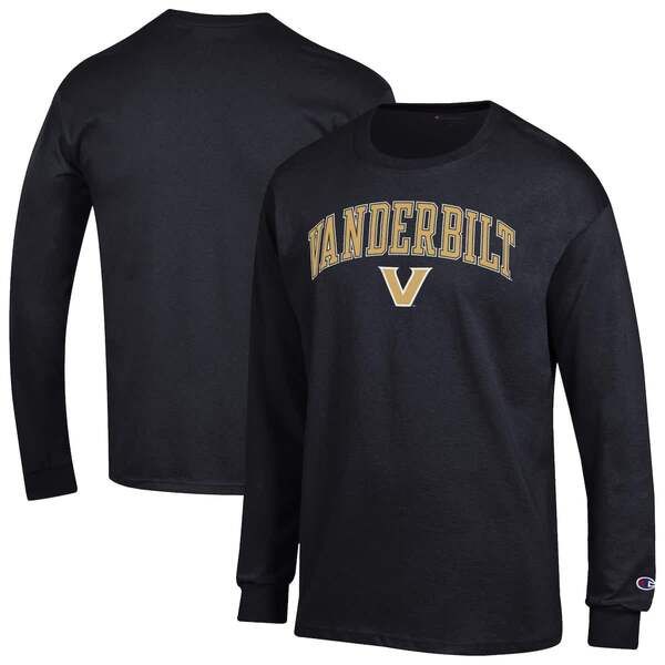 チャンピオン メンズ トップス Tシャツ ロゴ MensChampion Black Vanderbilt Commodores Arch Over Logo Long Sleeve TShirt B