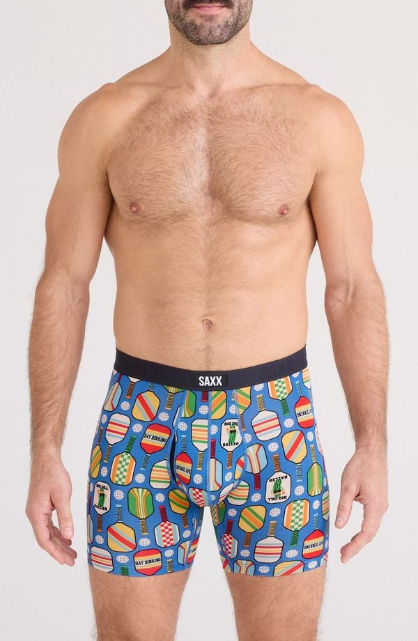サックス メンズ アンダーウェア ボクサーパンツ SAXX Vibe Xtra Soft Comfort Boxer Briefs Day DinkingBold Blue ブルー