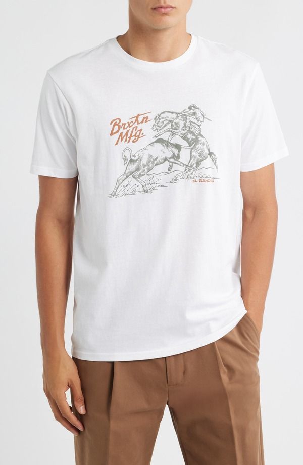 ブリクストン メンズ トップス Tシャツ コットン グラフィック Brixton Wellston Tailored Fit Cotton Graphic TShirt White ホワイト