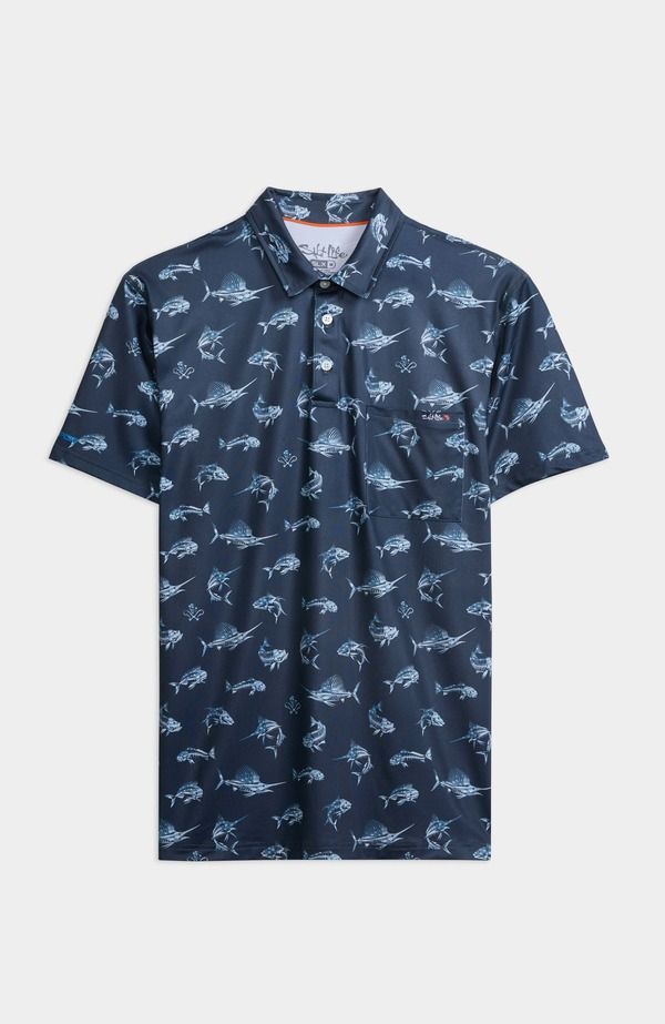 ソルトライフ メンズ トップス ポロシャツ Salt Life Fish N Bones Americana Polo Navy ネイビー