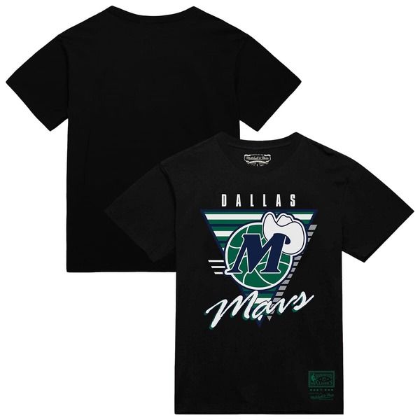 ミッチェルネス メンズ トップス Tシャツ ロゴ Mens Mitchell Ness Black Dallas Mavericks Worldwide Collection TriLogo TShi