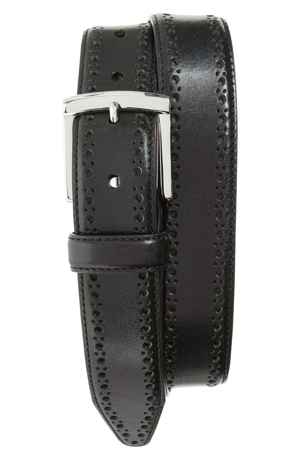 ジョンストンアンドマーフィー メンズ アクセサリー ベルト レザー Johnston Murphy Perforated Leather Belt Black ブラック