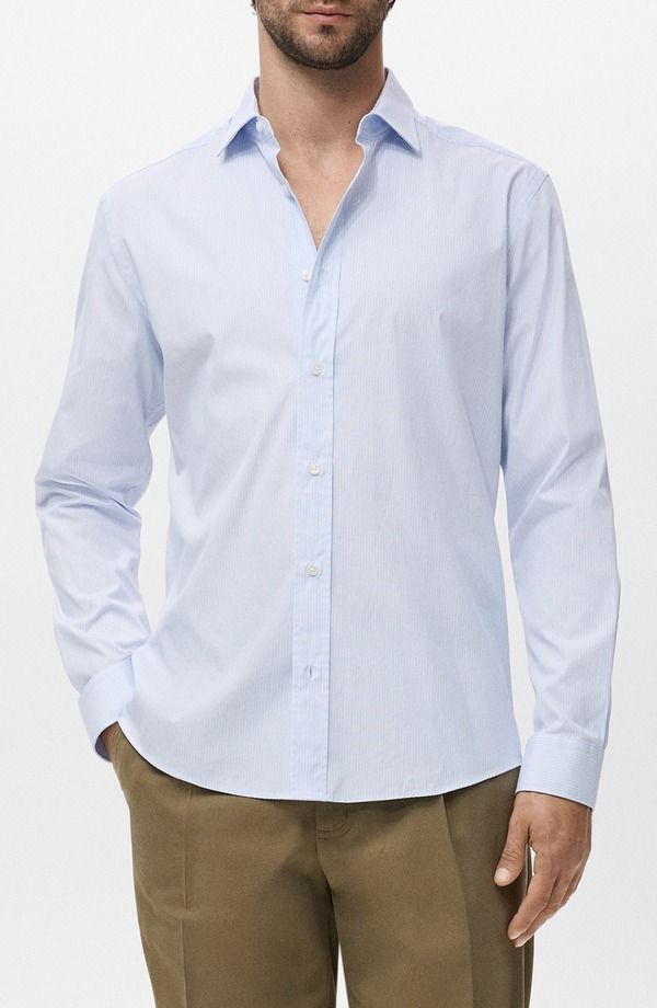 マンゴ メンズ トップス シャツ レギュラーフィット コットン MANGO Regular Fit Stripe Cotton ButtonUp Shirt White ホワイト 17,745円