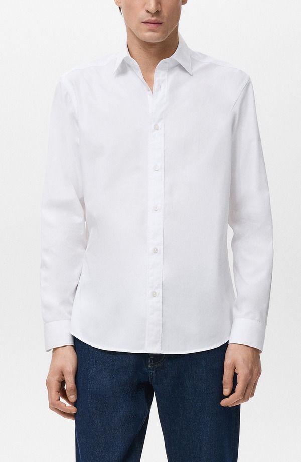 マンゴ メンズ トップス シャツ レギュラーフィット MANGO Solid Regular Fit ButtonUp Shirt White ホワイト