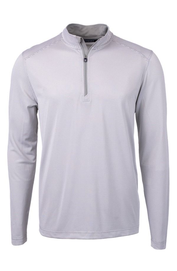カッターアンドバック メンズ アウター パーカー・スウェット ハーフジップ Cutter Buck Virtue Micro Stripe Quarter Zipullover Polished Wh