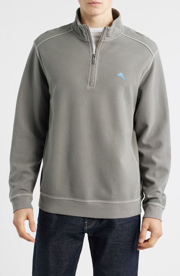 トッミーバハマ メンズ アウター パーカー・スウェット ハーフジップ コットン Tommy Bahama Montego Bay Textured Cotton Lyocell Half Zipull