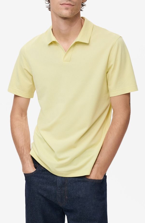 マンゴ メンズ トップス シャツ スリムフィット MANGO Slim Fit Johnny Collar Piqu Polo Neon Yellow イエロー