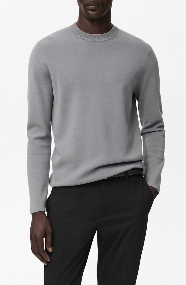マンゴ メンズ アウター パーカー・スウェット レギュラーフィット クルーネック セーター MANGO Regular Fit Crewneck Sweater Grey グレー