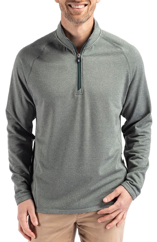 カッターアンドバック メンズ アウター パーカー・スウェット ハーフジップ フリース Cutter Buck Peshastin Fleece Half Zipullover Hunter Heath