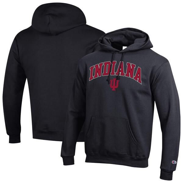 チャンピオン メンズ アウター パーカー・スウェット ロゴ MensChampion Black Indiana Hoosiers Arch Over Logo Pullover Hoodie Bla