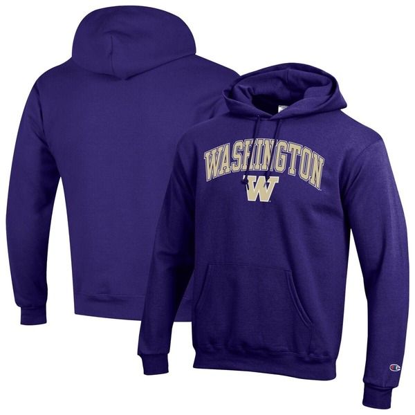 チャンピオン メンズ アウター パーカー・スウェット ロゴ フリース MensChampion Purple Washington Huskies Arched Logo Fleece Pullove