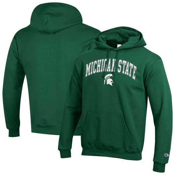 チャンピオン メンズ アウター パーカー・スウェット ロゴ MensChampion Green Michigan State Spartans Arch Over Logo Pullover Hoo