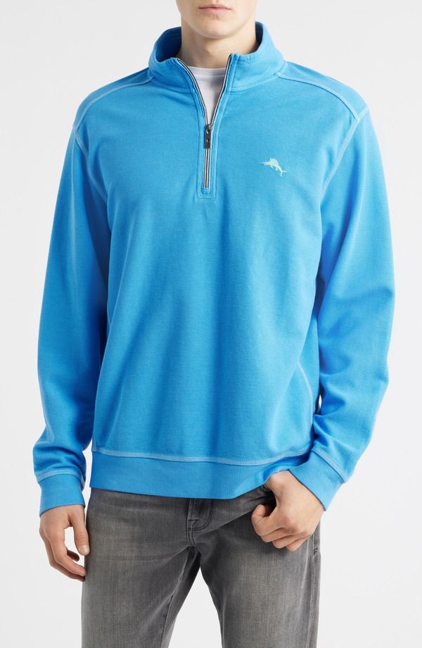 トッミーバハマ メンズ アウター パーカー・スウェット ハーフジップ コットン Tommy Bahama Montego Bay Textured Cotton Lyocell Half Zipull