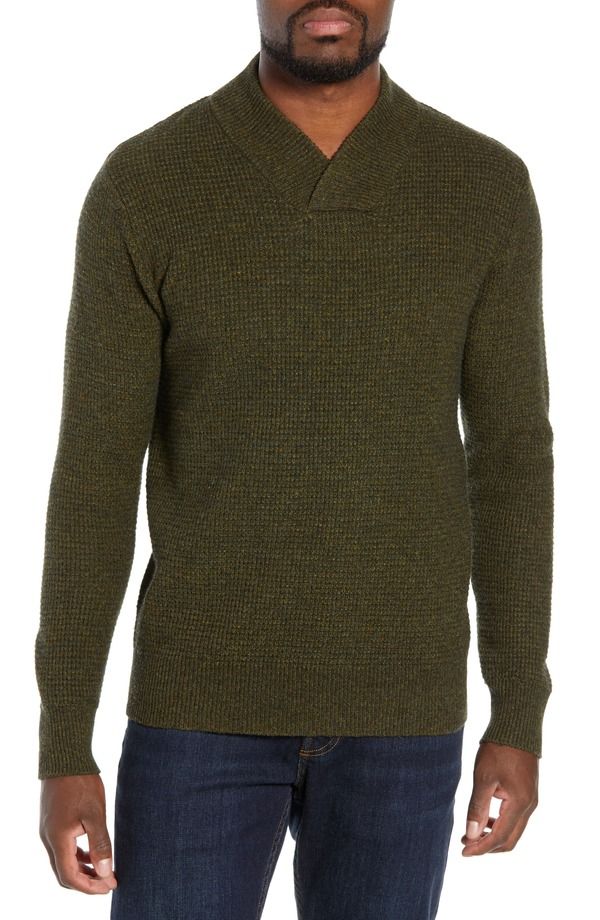 ショット ニューヨーク メンズ アウター パーカー・スウェット ウール ニット Schott NYC Waffle Knithermal Wool Blend Pullover Moss Green