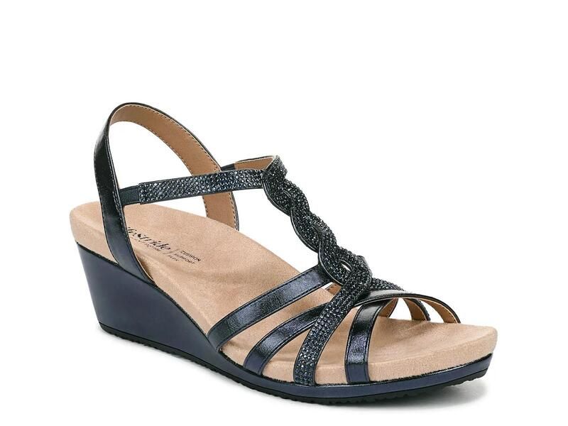 ライフストライド レディース シューズ サンダル LifeStrideMiami Wedge Sandal Navy Rhinestone ネイビー