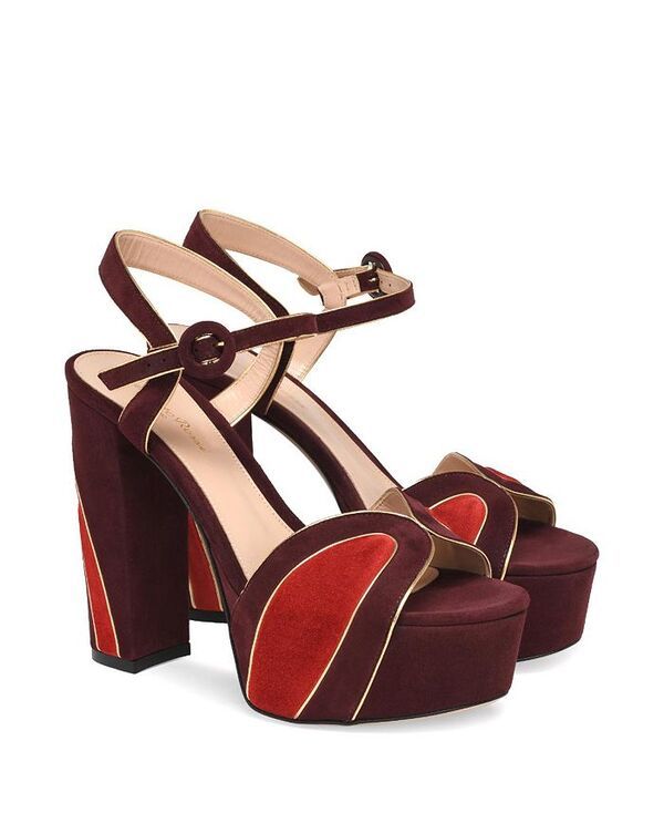 ジャンヴィト ロッシ レディース シューズ サンダル Gianvito Rossi Womens Tamara Sandals Dark Red Suede and Nappa レッド