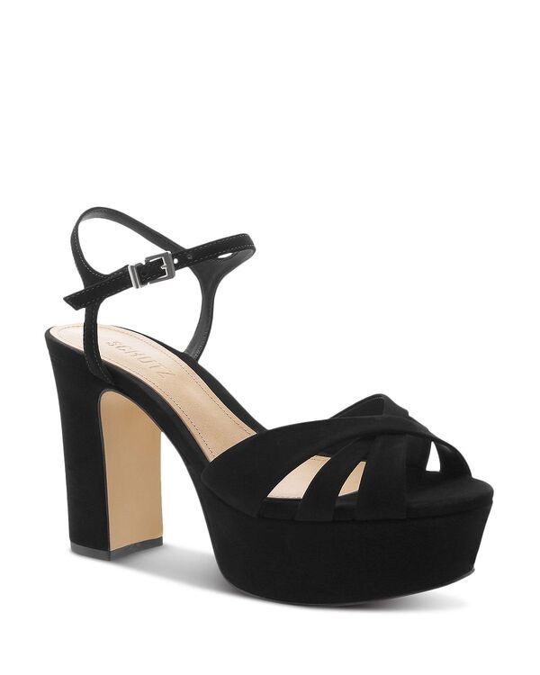 シュッツ レディース シューズ サンダル プラットフォーム ヒール SCHUTZ Womens Keefa HighHeel Platform Sandals Black Suede ブラック