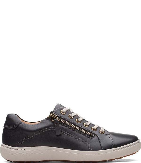 クラークス レディース シューズ スニーカー レース レザー Clarks Artisanalle Lace Leather Zip Sneakers Black ブラック