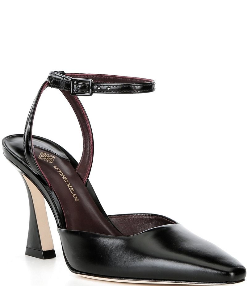 アントニオ メラーニ レディース シューズ ヒール アンクル レザー Antonio Melani Cissy Leather Ankle Strap Dress Pumps Black ブラック