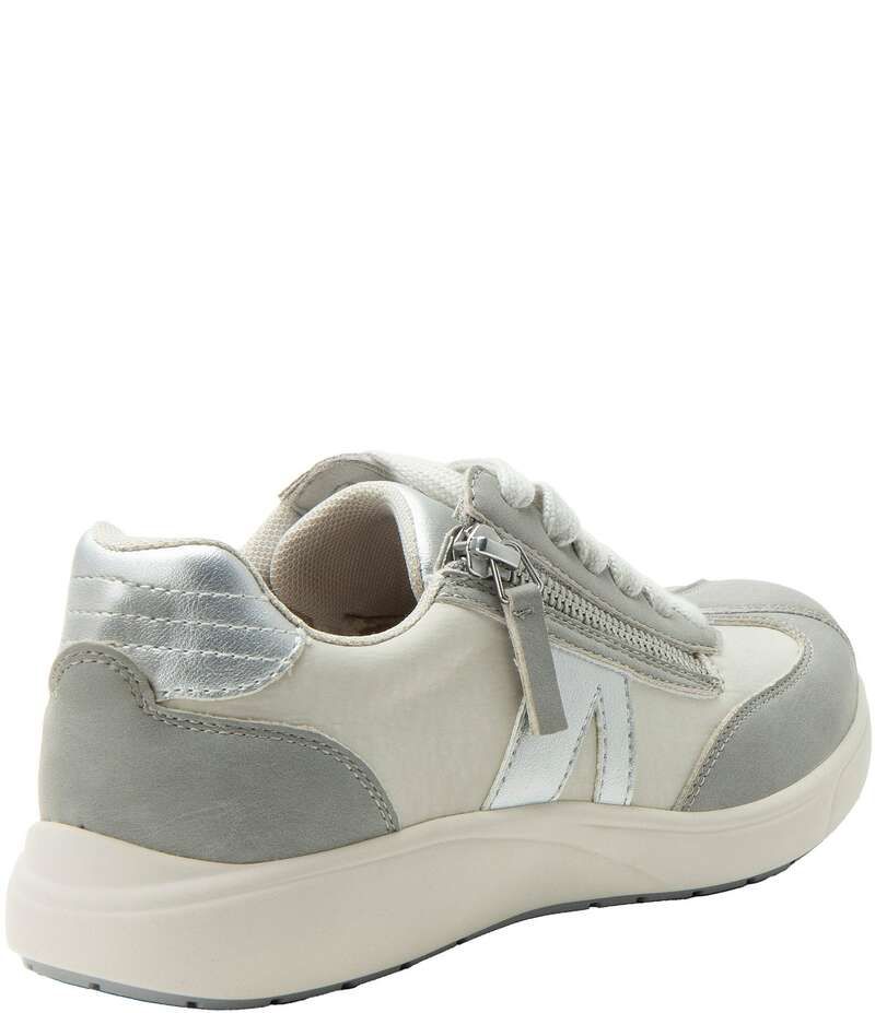 アレグリア レディース シューズ スニーカー ナイロン レース Alegria Eazeer Nylon Lace Up Zip Sneakers Grey グレー