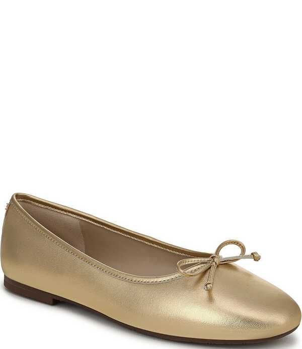 サムエデルマン レディース シューズ パンプス レザー Sam Edelman Alie Leather Bow Detail Ballet Flats Amber Gold アンバー