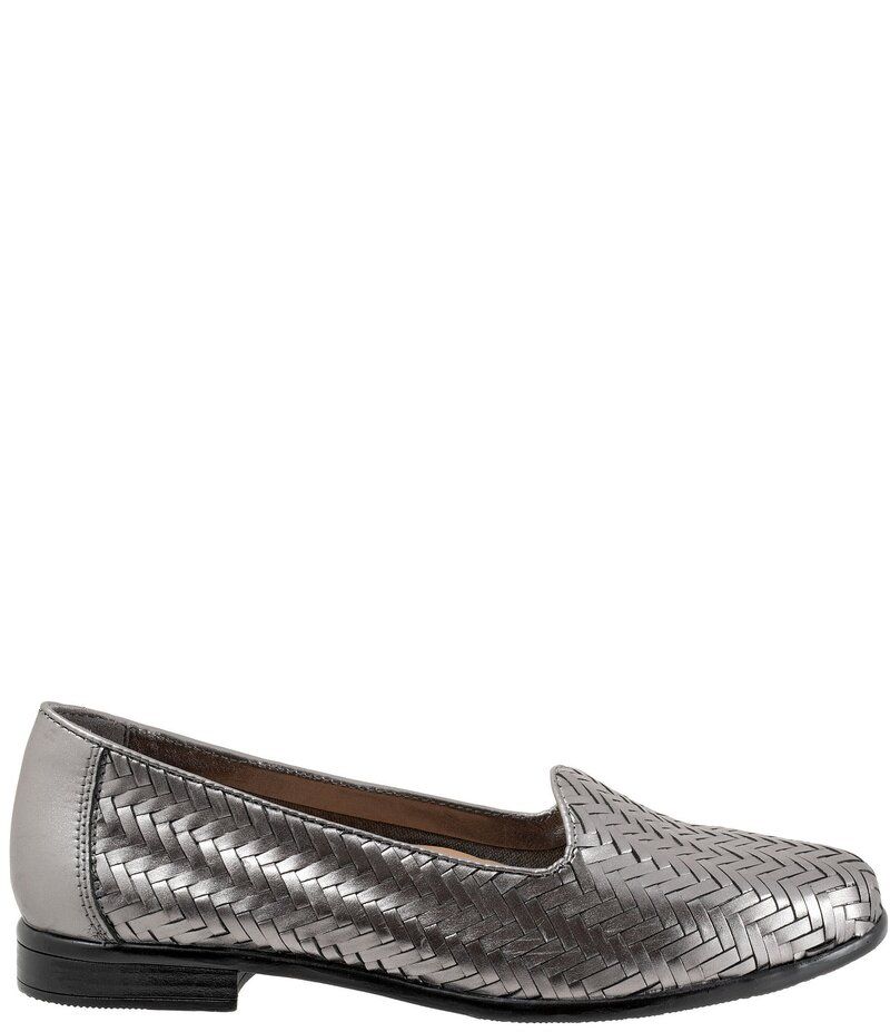 トロッターズ レディース シューズ パンプス レザー ローファー Trotters Liz III Woven Leather Loafers Pewter ピューター